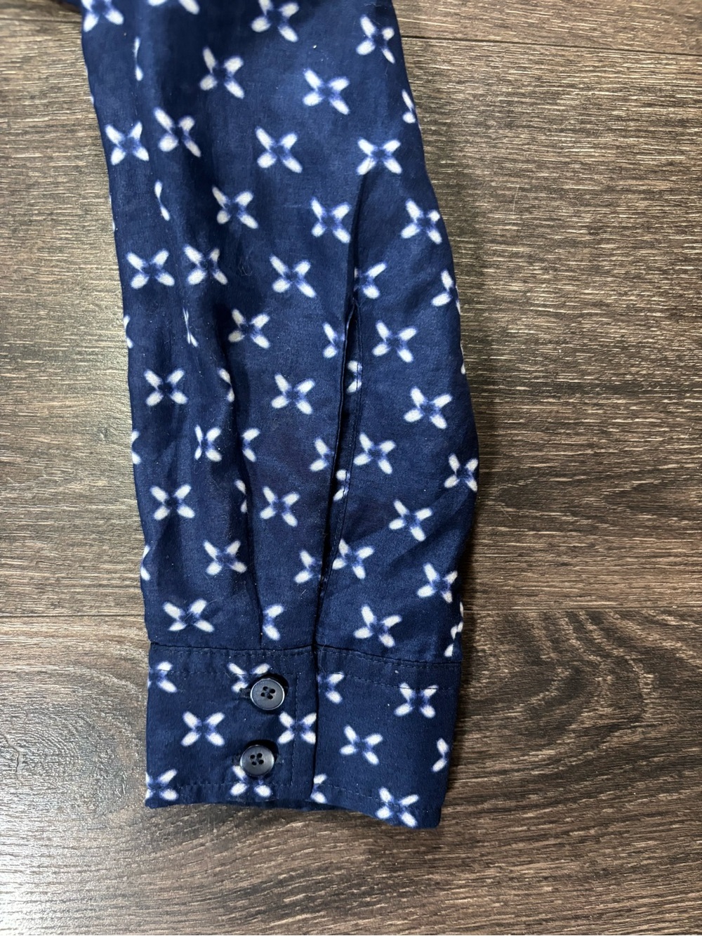 Women's Navy Patterned Button-Front Top - Picture 6 of 13